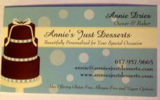 Annie's Just Desserts, 617-957-9665