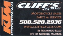 Cliff's Cycles KTM, 508-528-2936